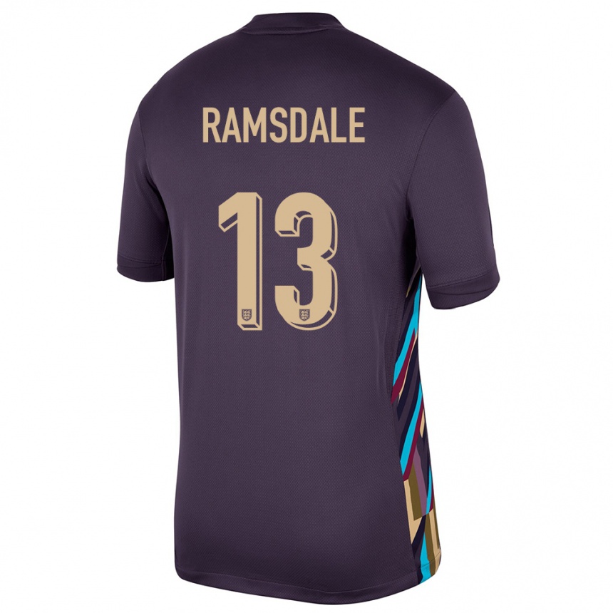 Kids Football England Aaron Ramsdale #13 Dark Raisin Away Jersey 24-26 T-Shirt