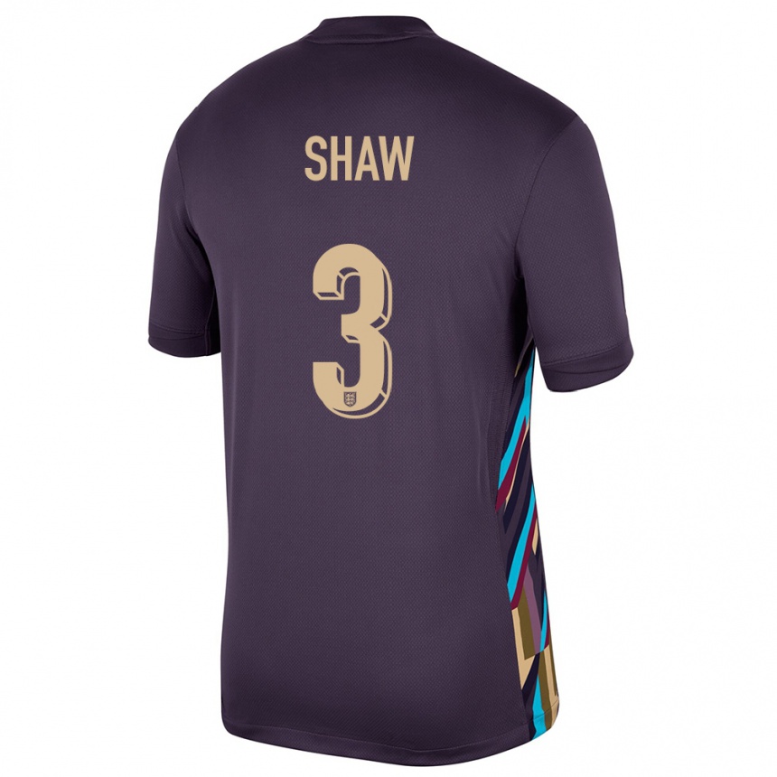 Kids Football England Luke Shaw #3 Dark Raisin Away Jersey 24-26 T-Shirt