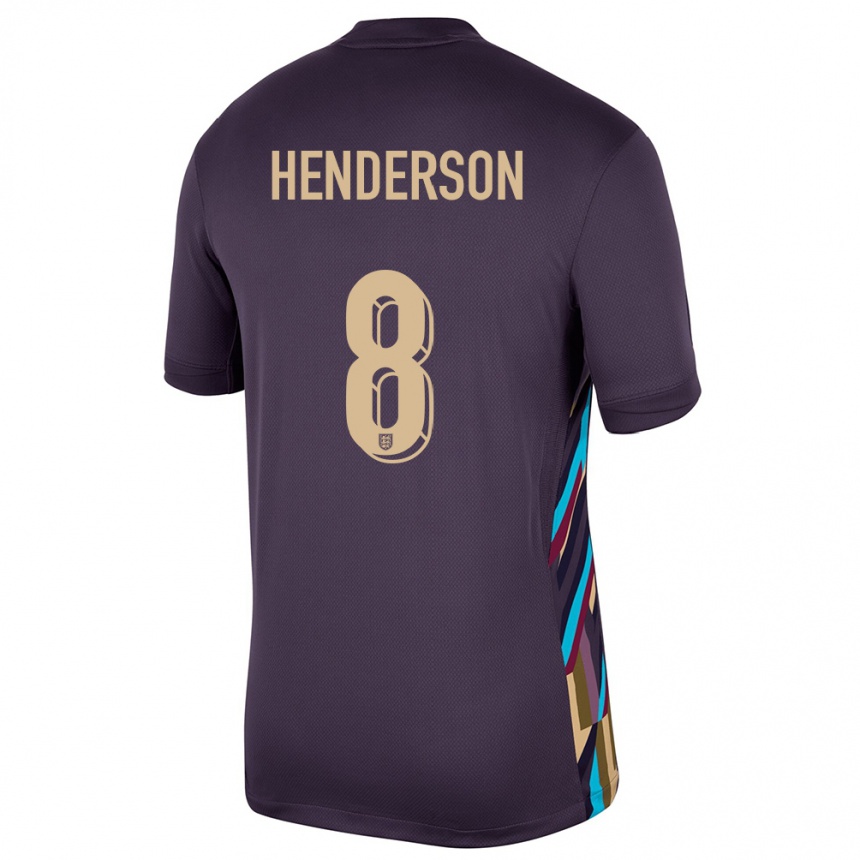 Kids Football England Jordan Henderson #8 Dark Raisin Away Jersey 24-26 T-Shirt