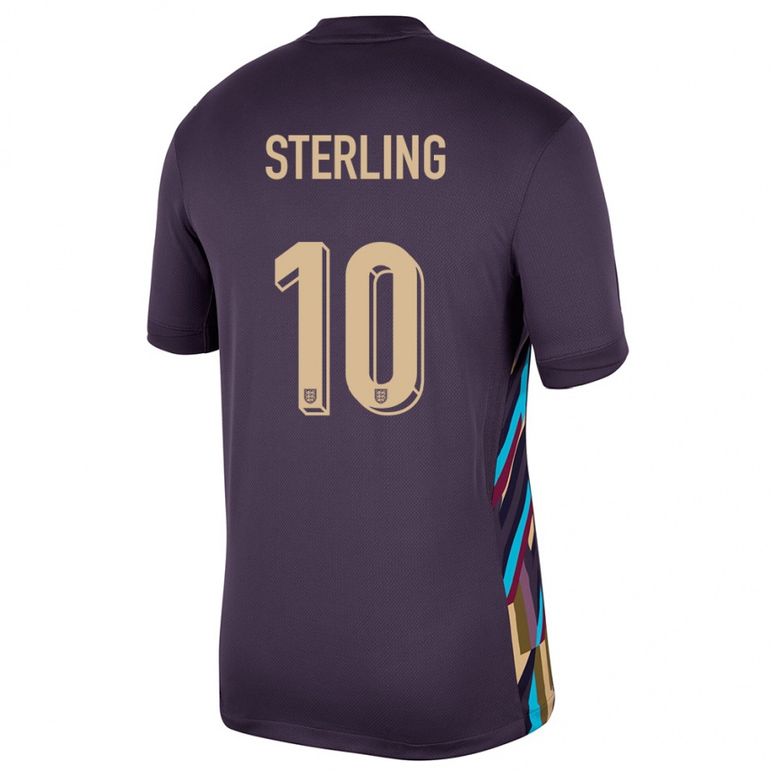 Kids Football England Raheem Sterling #10 Dark Raisin Away Jersey 24-26 T-Shirt