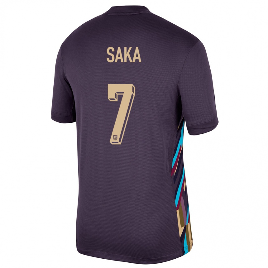 Kids Football England Bukayo Saka #7 Dark Raisin Away Jersey 24-26 T-Shirt