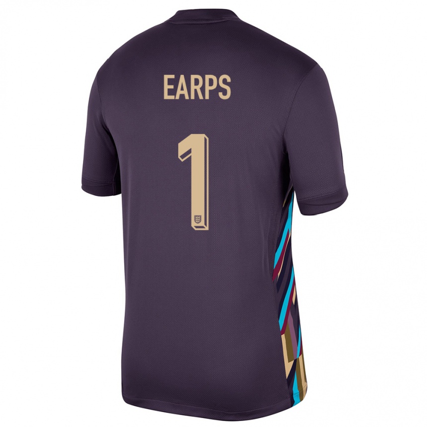 Kids Football England Mary Earps #1 Dark Raisin Away Jersey 24-26 T-Shirt