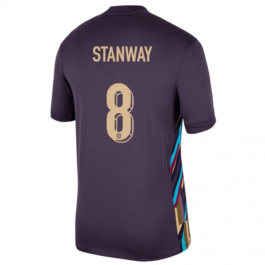 Kids Football England Georgia Stanway #8 Dark Raisin Away Jersey 24-26 T-Shirt