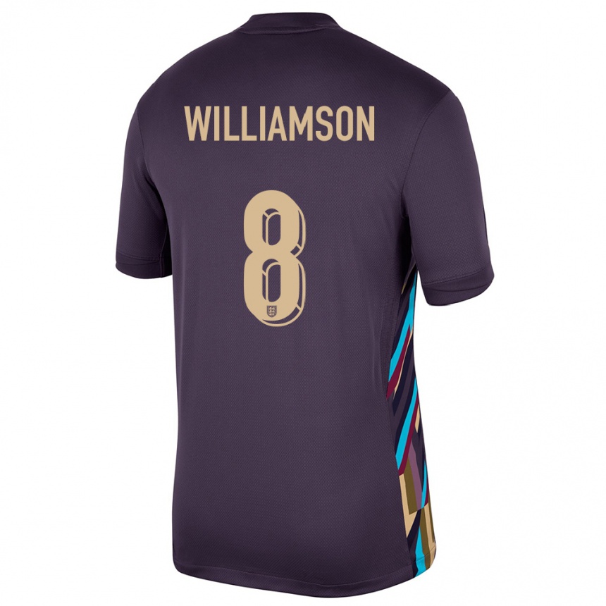 Kids Football England Leah Williamson #8 Dark Raisin Away Jersey 24-26 T-Shirt