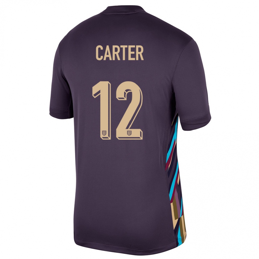 Kids Football England Jess Carter #12 Dark Raisin Away Jersey 24-26 T-Shirt