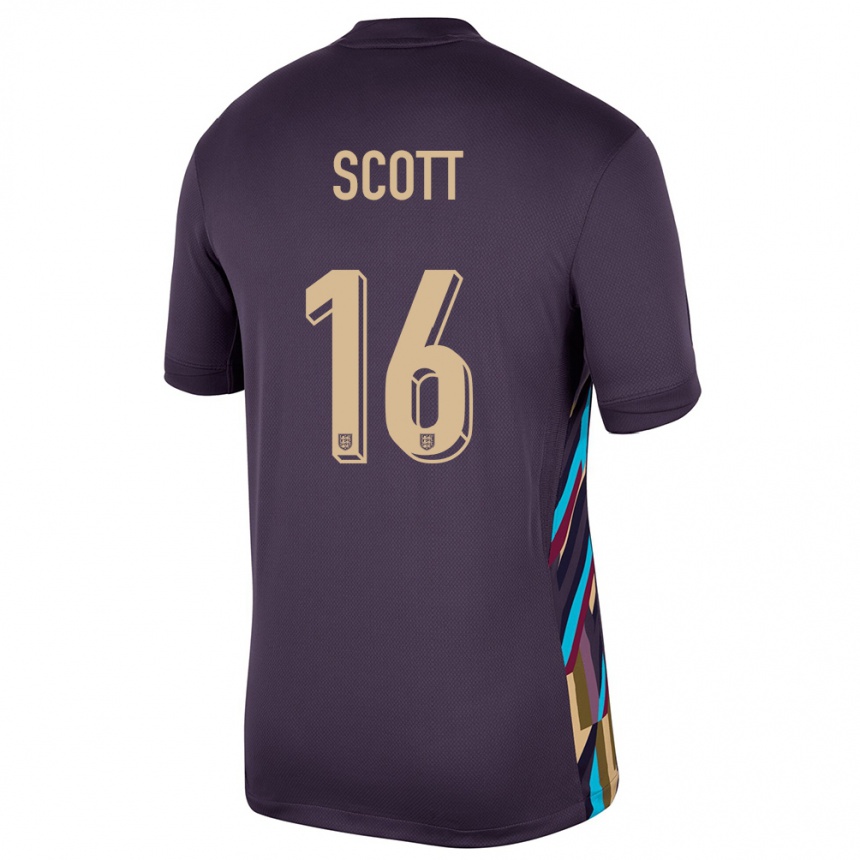 Kids Football England Jill Scott #16 Dark Raisin Away Jersey 24-26 T-Shirt