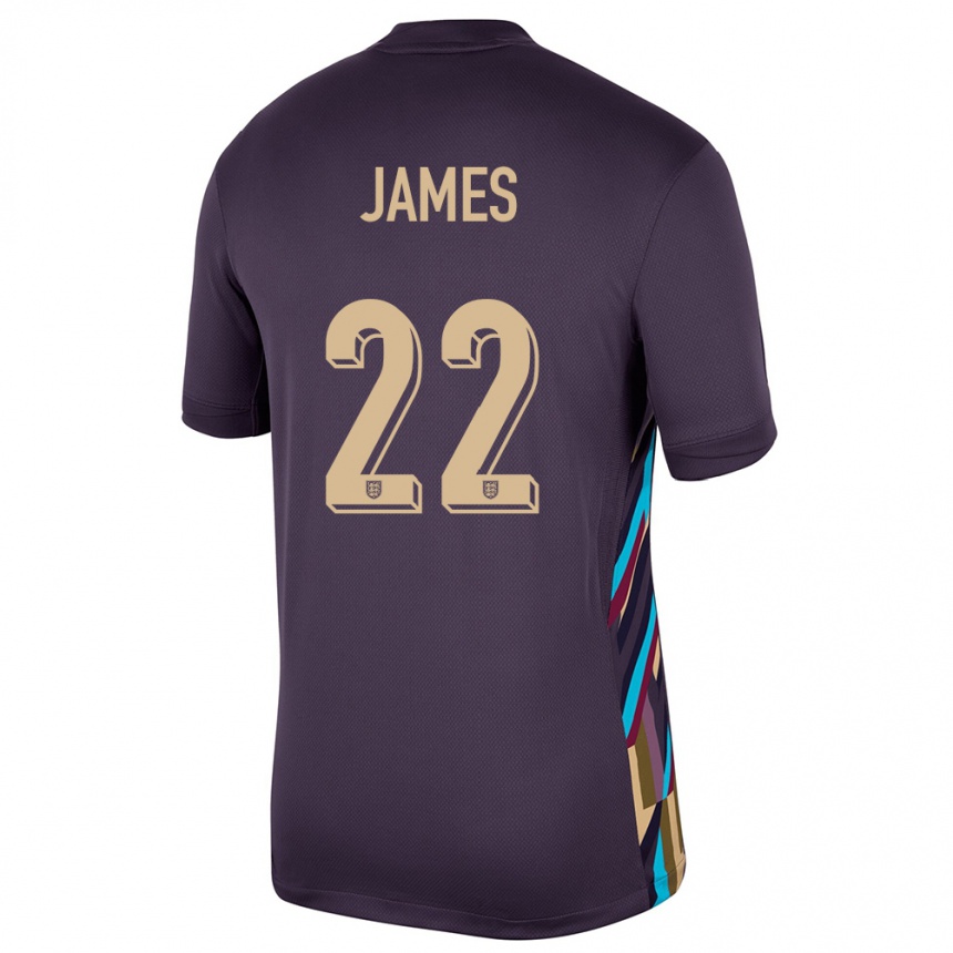 Kids Football England Lauren James #22 Dark Raisin Away Jersey 24-26 T-Shirt