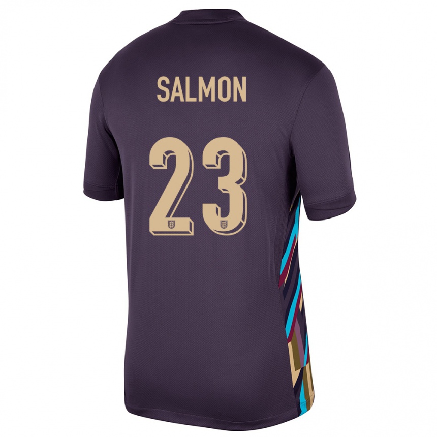 Kids Football England Ebony Salmon #23 Dark Raisin Away Jersey 24-26 T-Shirt