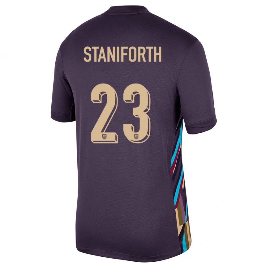 Kids Football England Lucy Staniforth #23 Dark Raisin Away Jersey 24-26 T-Shirt