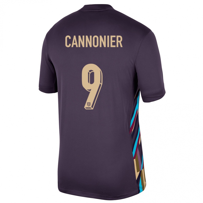 Kids Football England Oakley Cannonier #9 Dark Raisin Away Jersey 24-26 T-Shirt