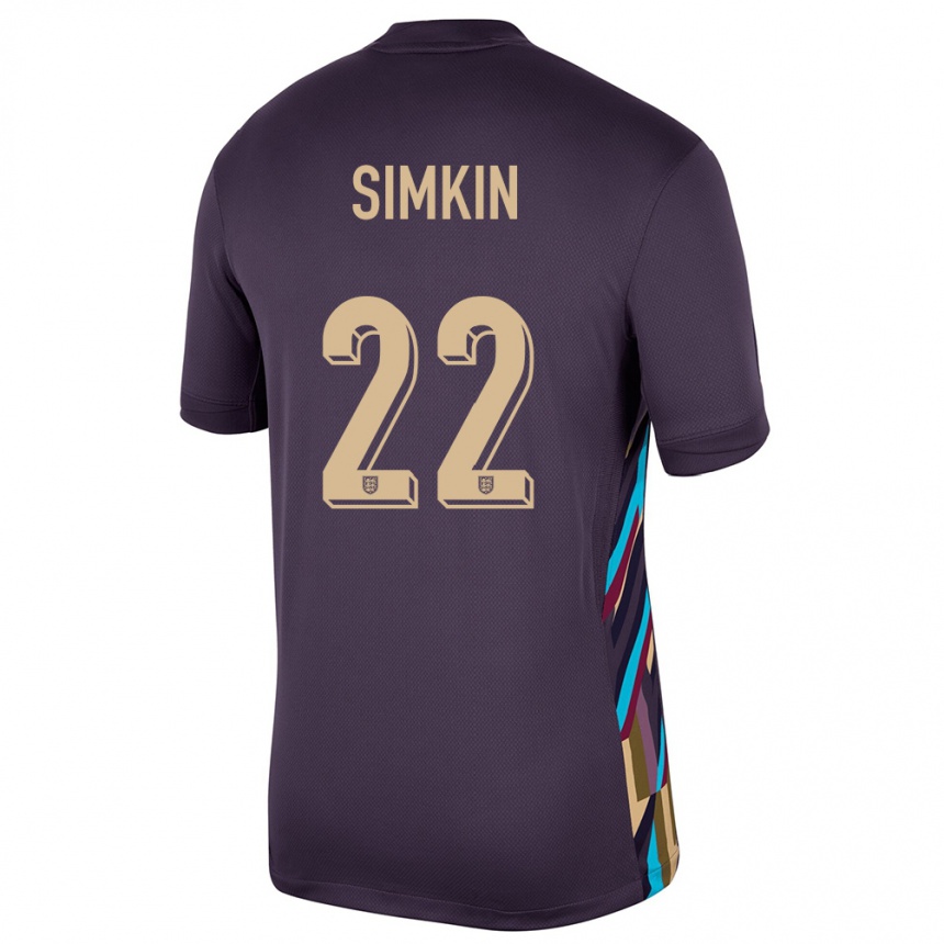 Kids Football England Tommy Simkin #22 Dark Raisin Away Jersey 24-26 T-Shirt