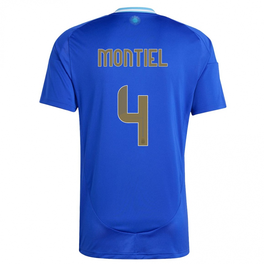Kids Football Argentina Gonzalo Montiel #4 Blue Away Jersey 24-26 T-Shirt