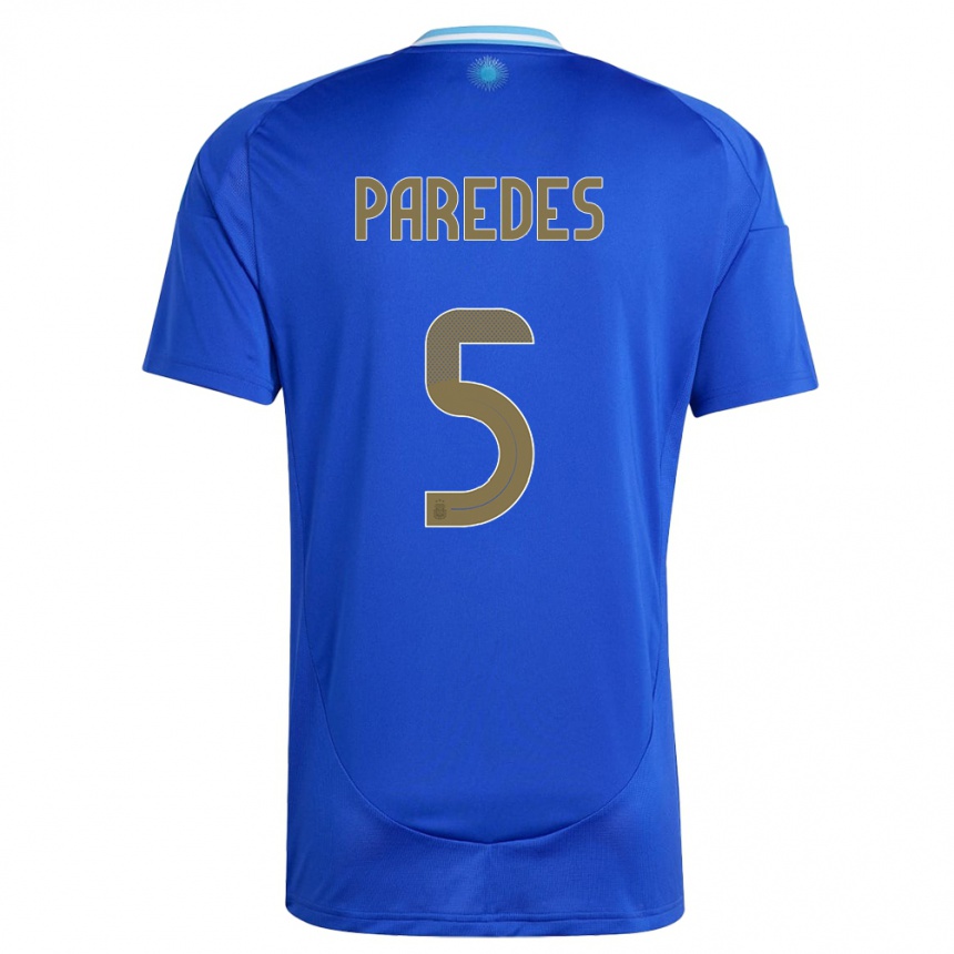 Kids Football Argentina Leandro Paredes #5 Blue Away Jersey 24-26 T-Shirt