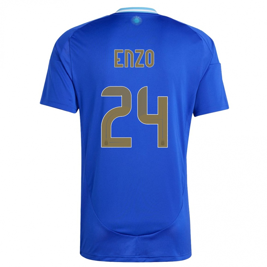 Kids Football Argentina Enzo Fernandez #24 Blue Away Jersey 24-26 T-Shirt