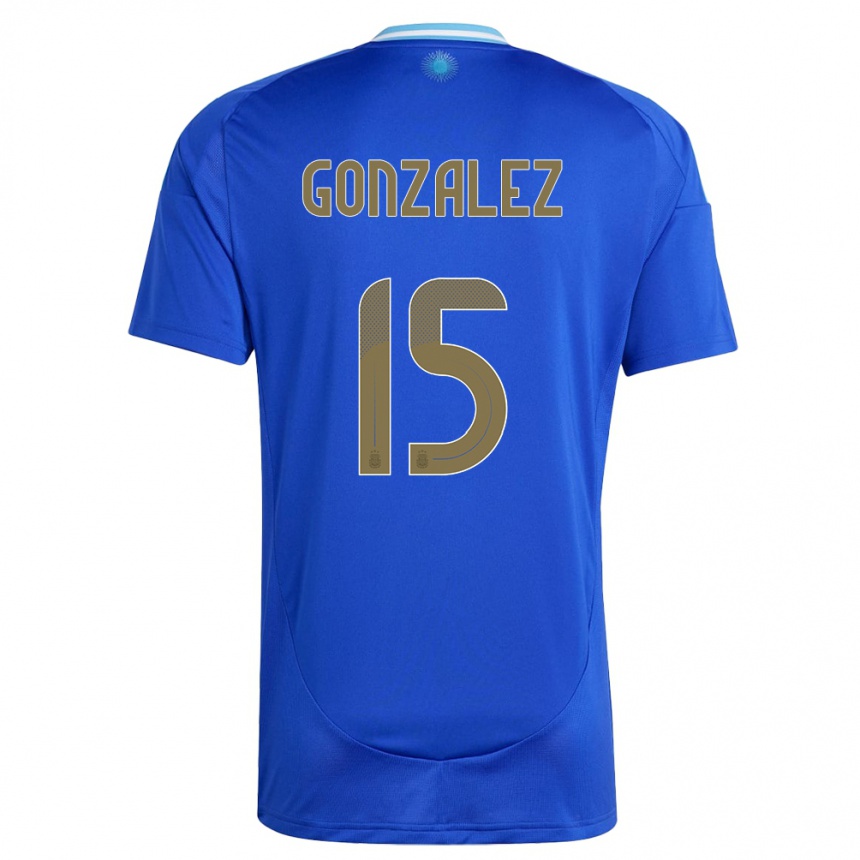 Kids Football Argentina Nicolas Gonzalez #15 Blue Away Jersey 24-26 T-Shirt