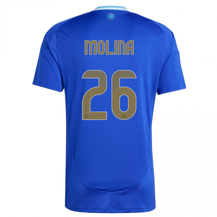 Kids Football Argentina Nahuel Molina #26 Blue Away Jersey 24-26 T-Shirt