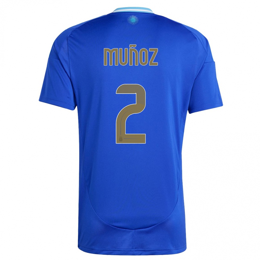 Kids Football Argentina Luana Munoz #2 Blue Away Jersey 24-26 T-Shirt