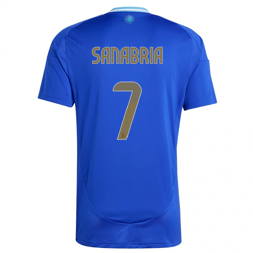 Kids Football Argentina Mateo Sanabria #7 Blue Away Jersey 24-26 T-Shirt