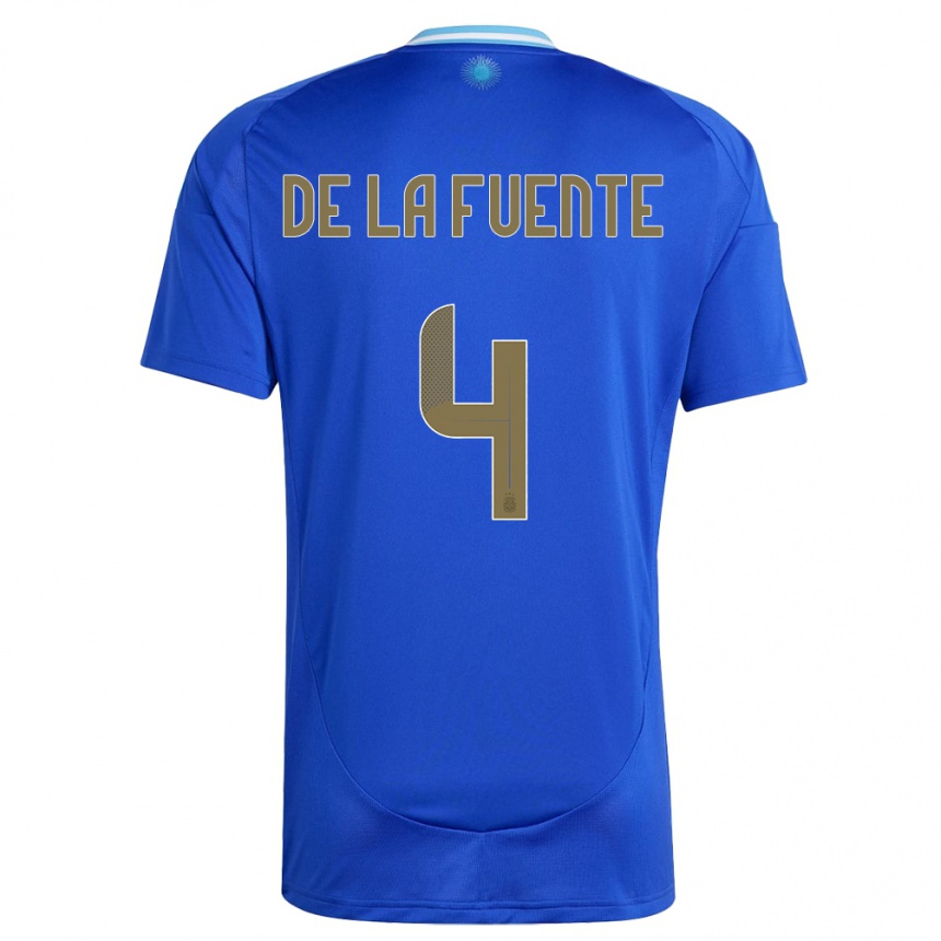 Kids Football Argentina Hernan De La Fuente #4 Blue Away Jersey 24-26 T-Shirt