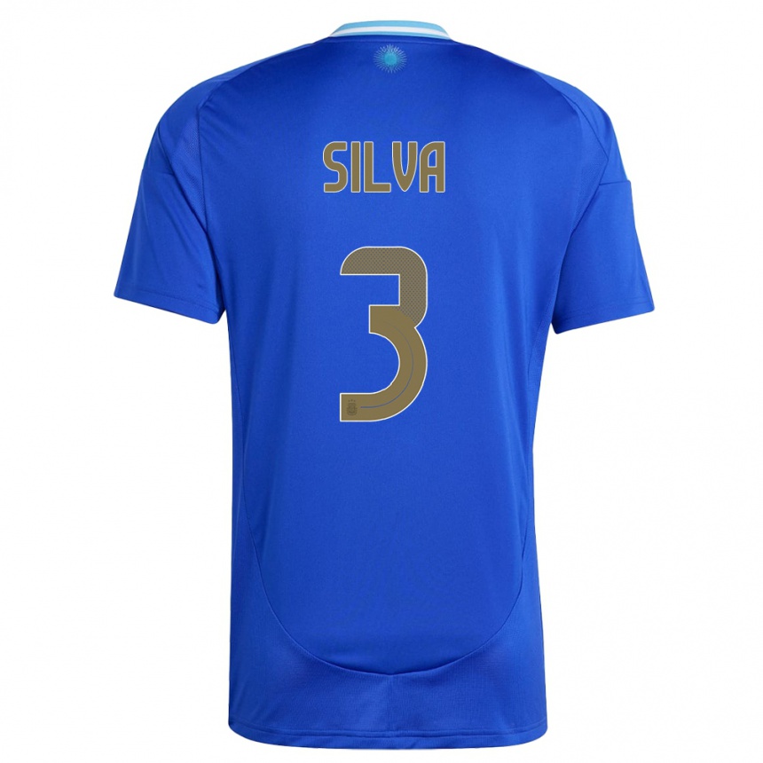 Kids Football Argentina Tomas Silva #3 Blue Away Jersey 24-26 T-Shirt