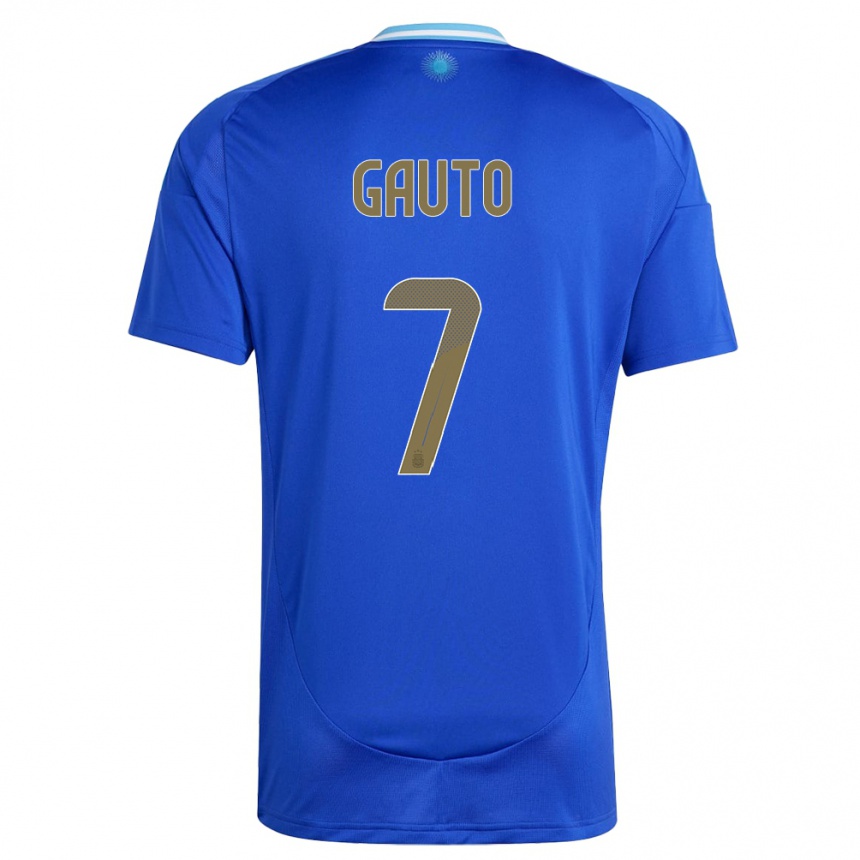 Kids Football Argentina Juan Gauto #7 Blue Away Jersey 24-26 T-Shirt