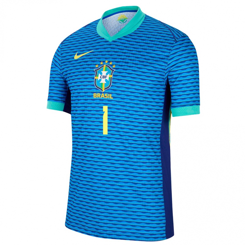 Kids Football Brazil Alisson #1 Blue Away Jersey 24-26 T-Shirt