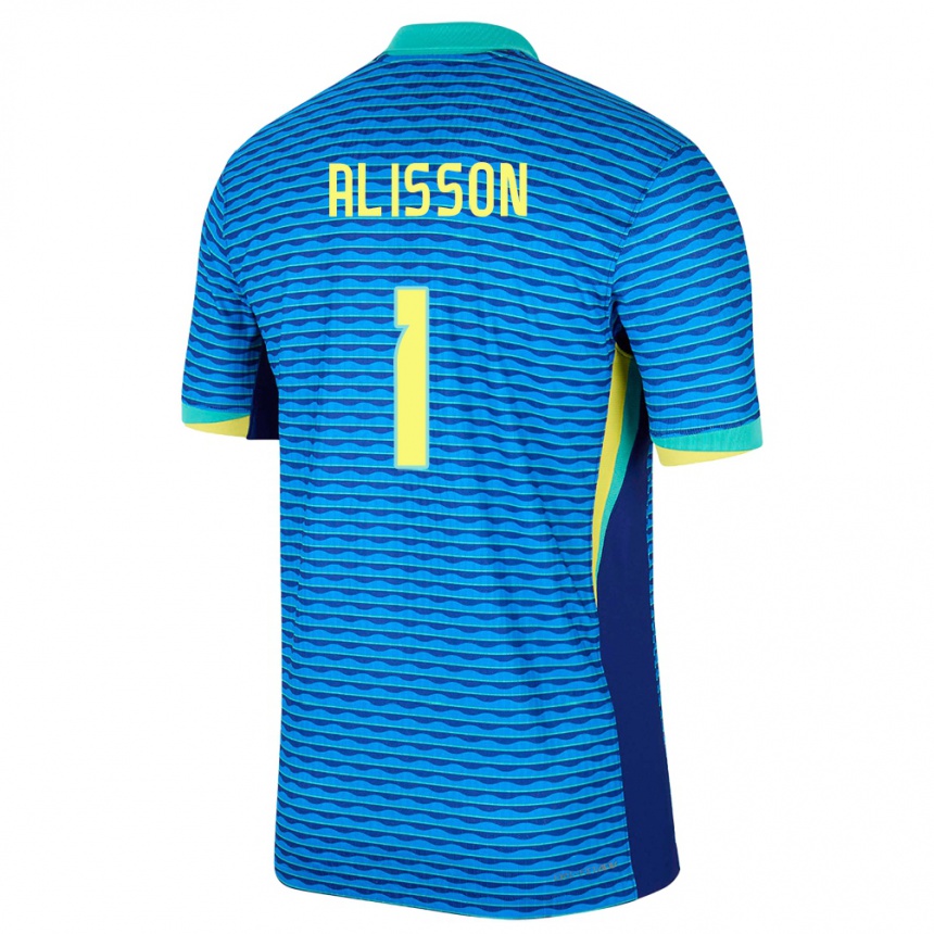 Kids Football Brazil Alisson #1 Blue Away Jersey 24-26 T-Shirt