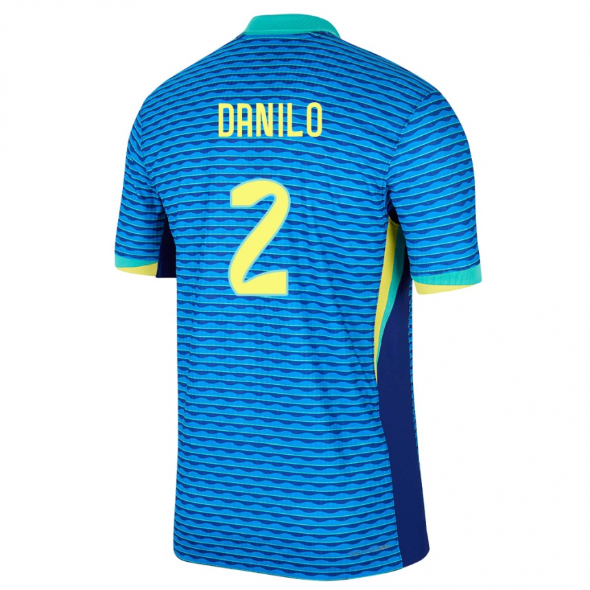 Kids Football Brazil Danilo #2 Blue Away Jersey 24-26 T-Shirt