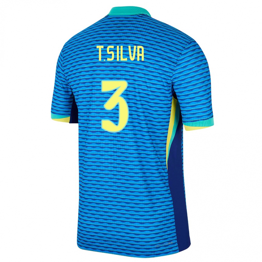 Kids Football Brazil Thiago Silva #3 Blue Away Jersey 24-26 T-Shirt