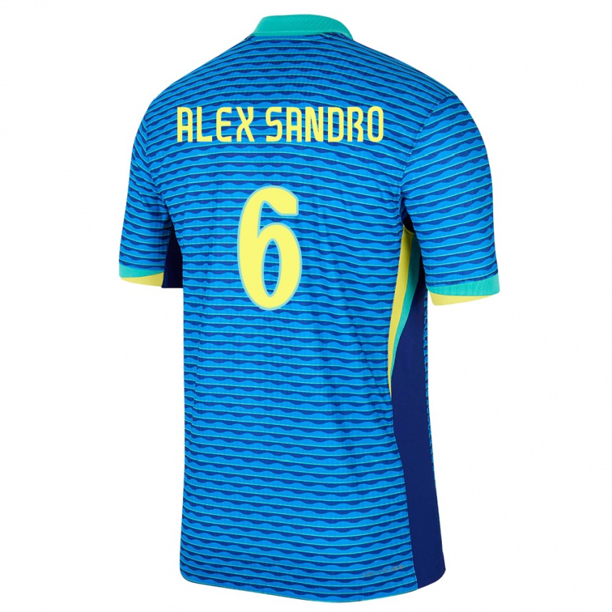 Kids Football Brazil Alex Sandro #6 Blue Away Jersey 24-26 T-Shirt