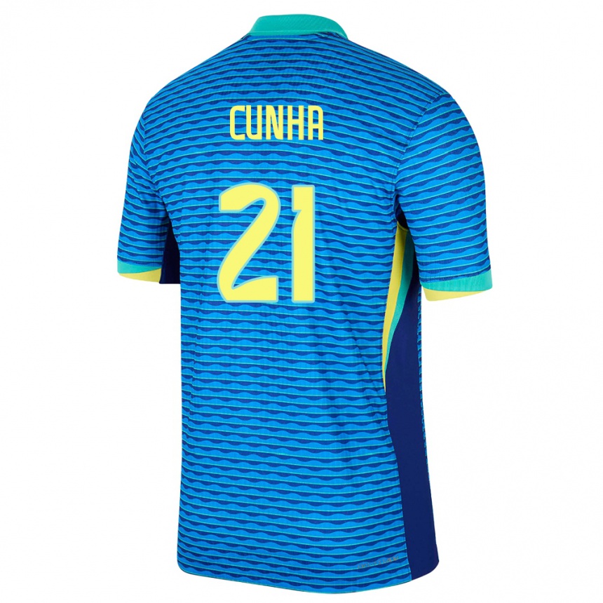 Kids Football Brazil Matheus Cunha #21 Blue Away Jersey 24-26 T-Shirt
