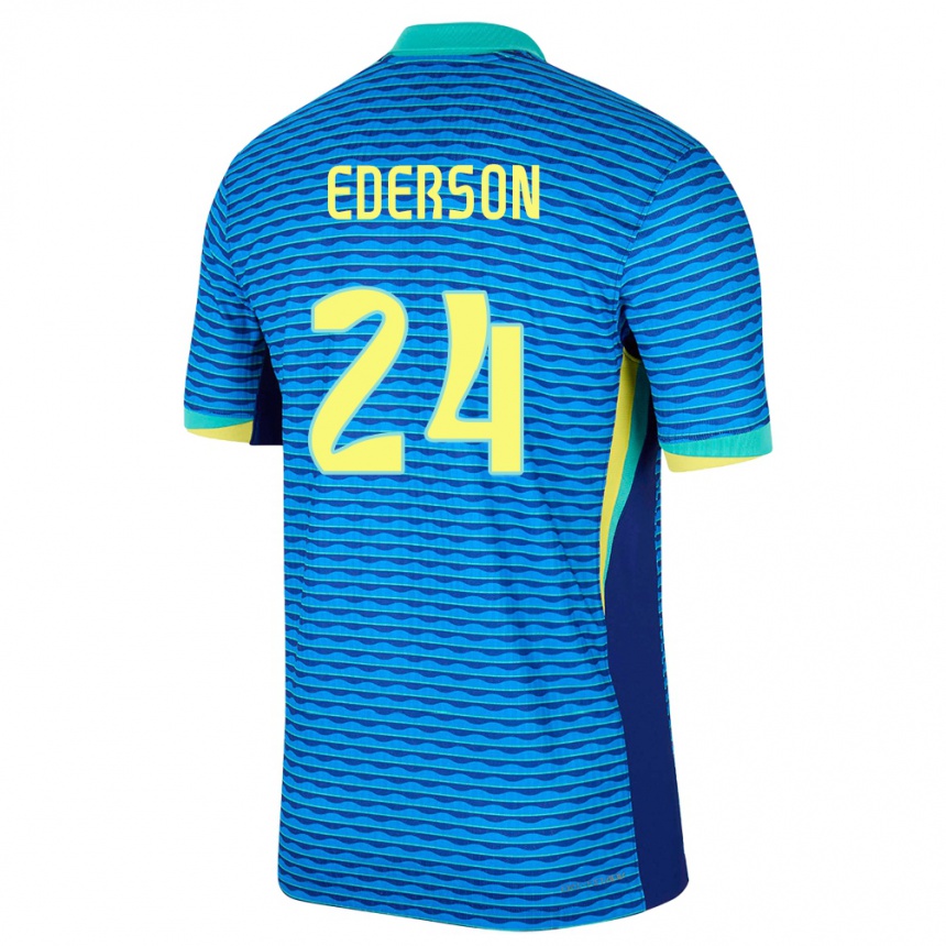 Kids Football Brazil Ederson #24 Blue Away Jersey 24-26 T-Shirt