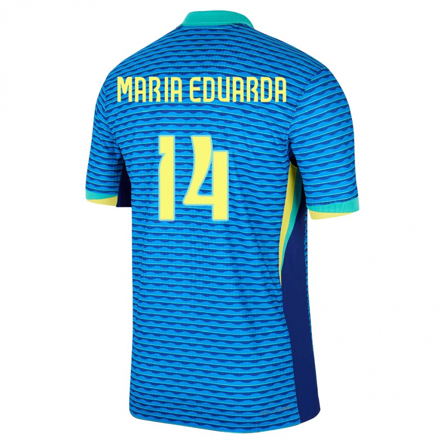 Kids Football Brazil Maria Eduarda #14 Blue Away Jersey 24-26 T-Shirt