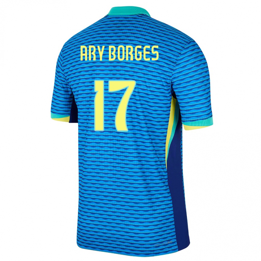 Kids Football Brazil Ary Borges #17 Blue Away Jersey 24-26 T-Shirt