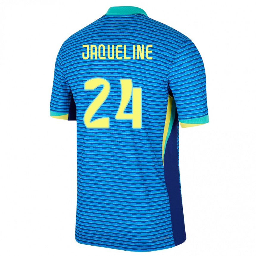 Kids Football Brazil Jaqueline #24 Blue Away Jersey 24-26 T-Shirt