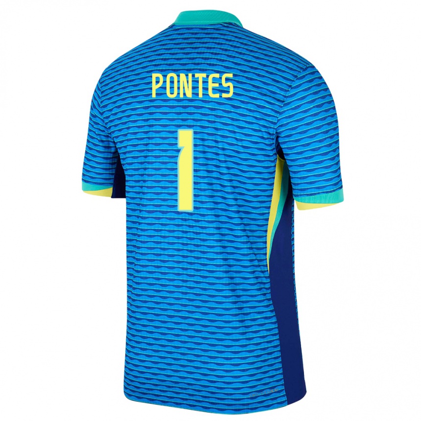 Kids Football Brazil Mycael Pontes #1 Blue Away Jersey 24-26 T-Shirt