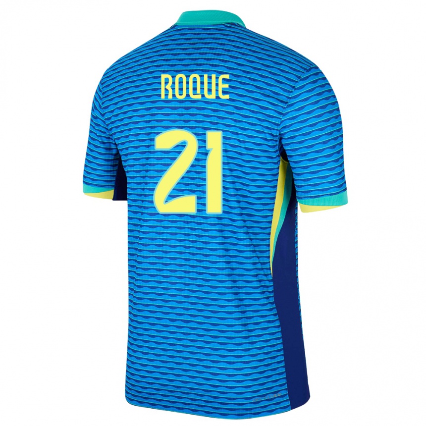 Kids Football Brazil Vitor Roque #21 Blue Away Jersey 24-26 T-Shirt