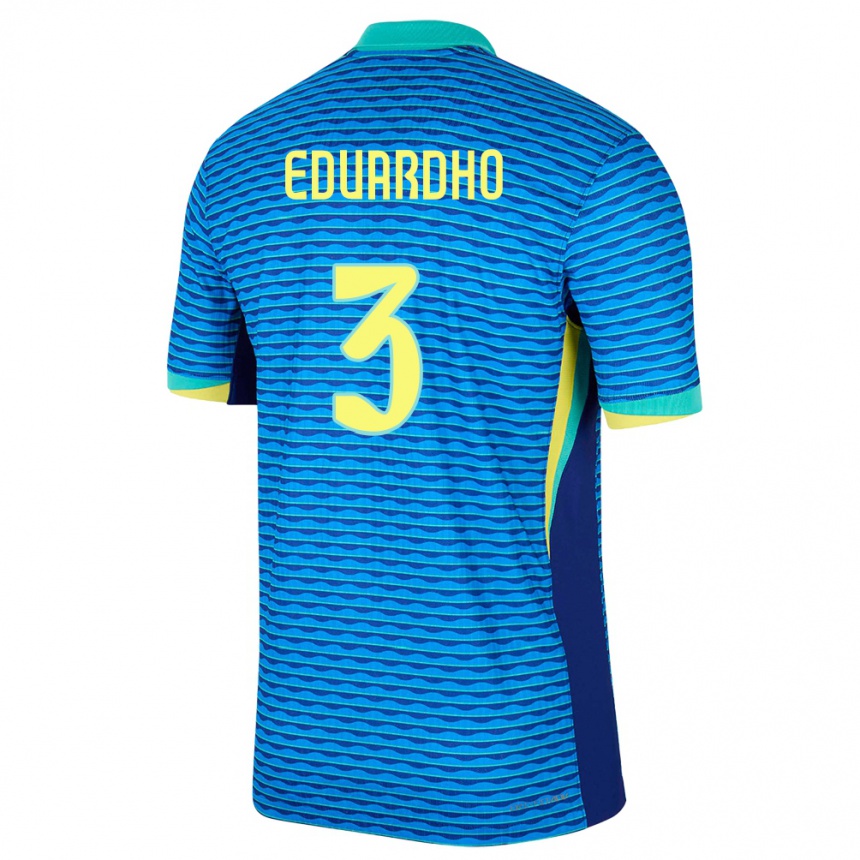 Kids Football Brazil Eduardho #3 Blue Away Jersey 24-26 T-Shirt