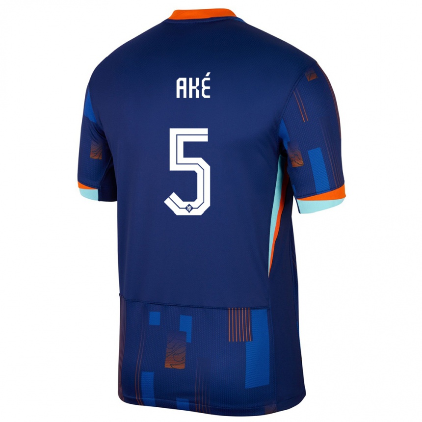 Kids Football Netherlands Nathan Ake #5 Blue Away Jersey 24-26 T-Shirt