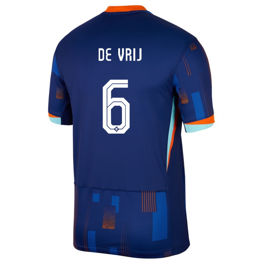 Kids Football Netherlands Stefan De Vrij #6 Blue Away Jersey 24-26 T-Shirt