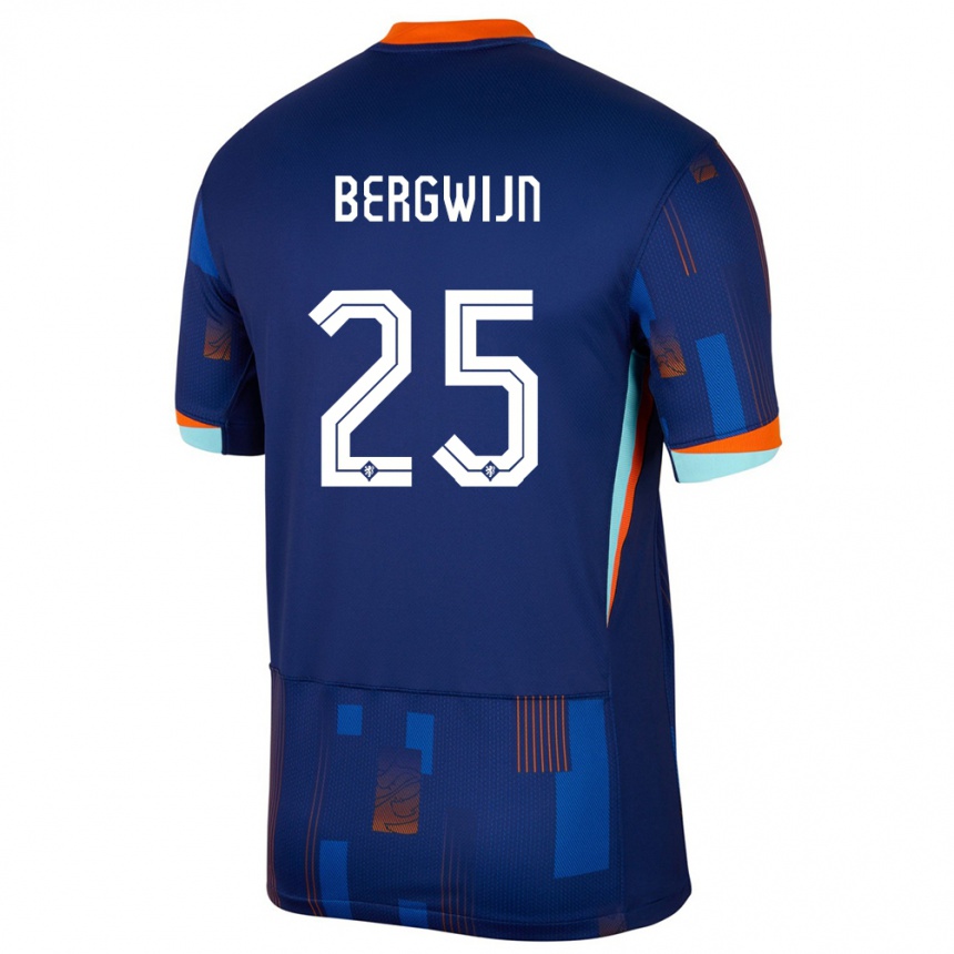 Kids Football Netherlands Steven Bergwijn #25 Blue Away Jersey 24-26 T-Shirt