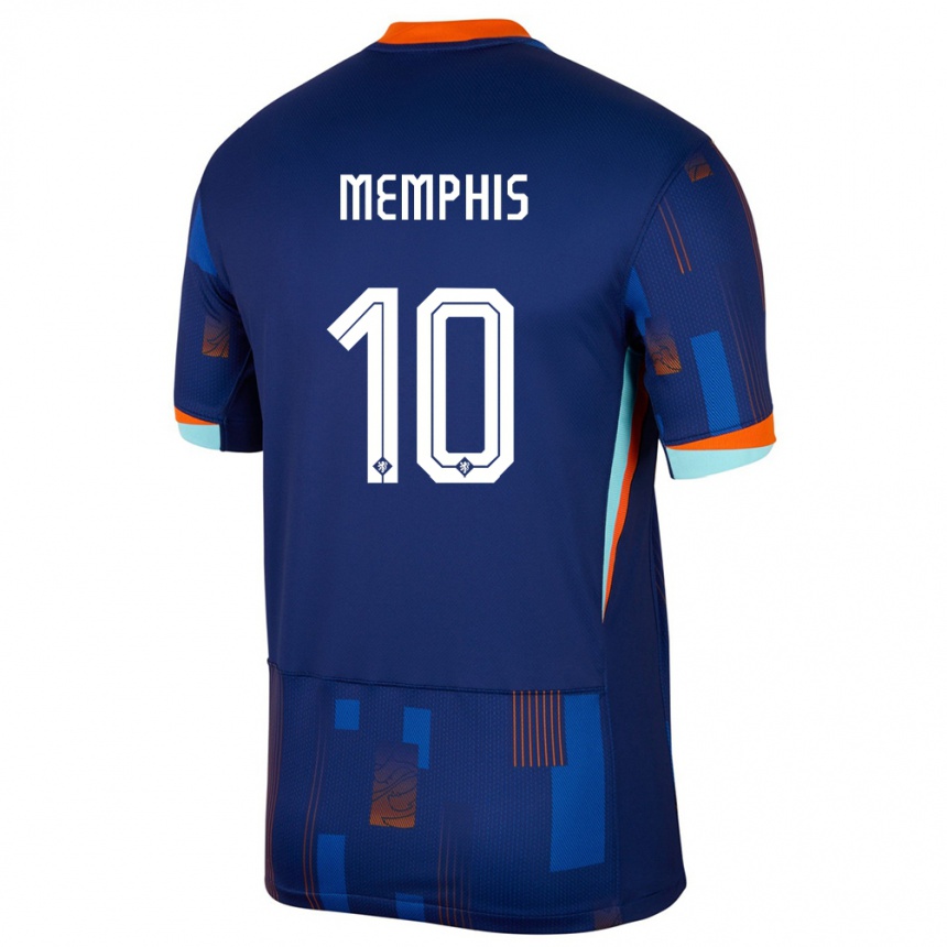 Kids Football Netherlands Memphis Depay #10 Blue Away Jersey 24-26 T-Shirt