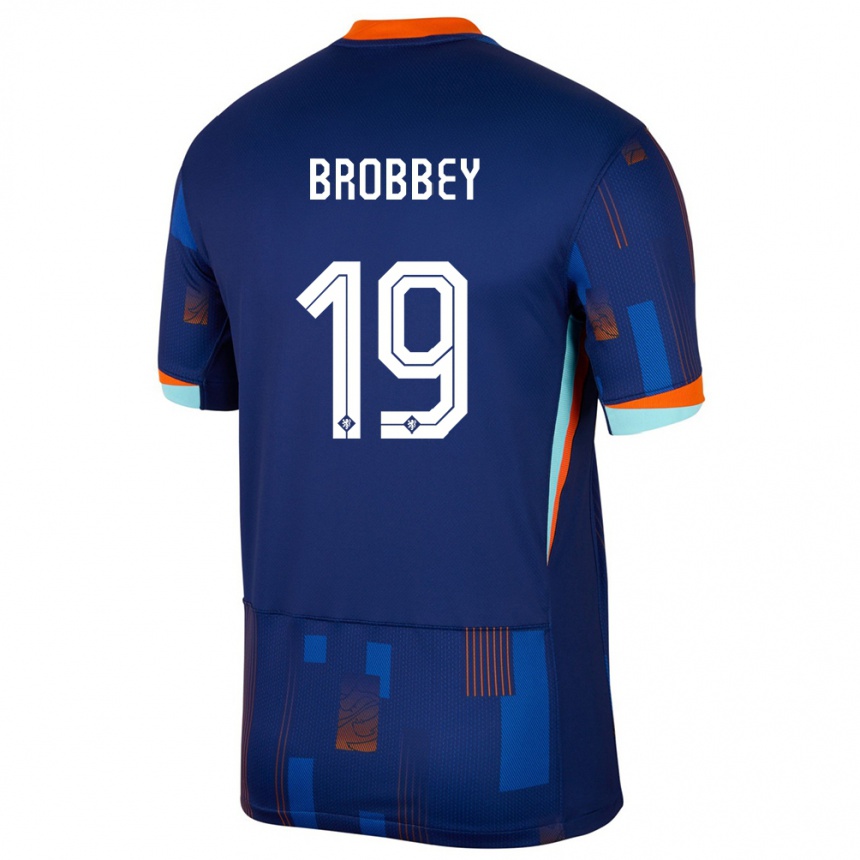 Kids Football Netherlands Brian Brobbey #19 Blue Away Jersey 24-26 T-Shirt