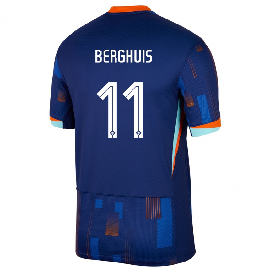 Kids Football Netherlands Steven Berghuis #11 Blue Away Jersey 24-26 T-Shirt