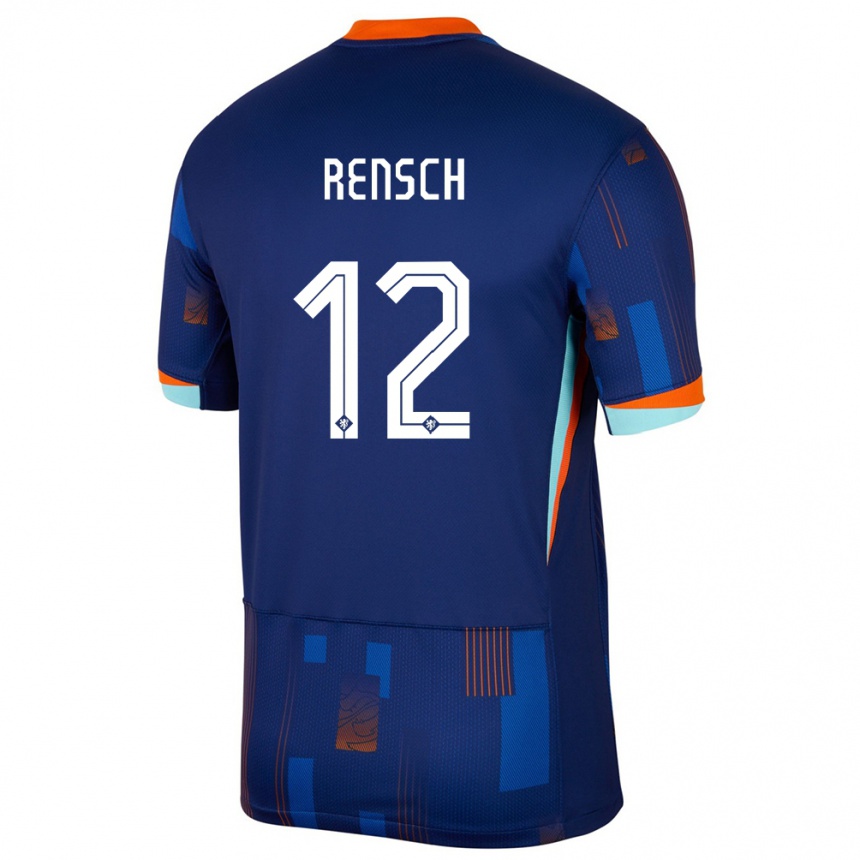 Kids Football Netherlands Devyne Rensch #12 Blue Away Jersey 24-26 T-Shirt