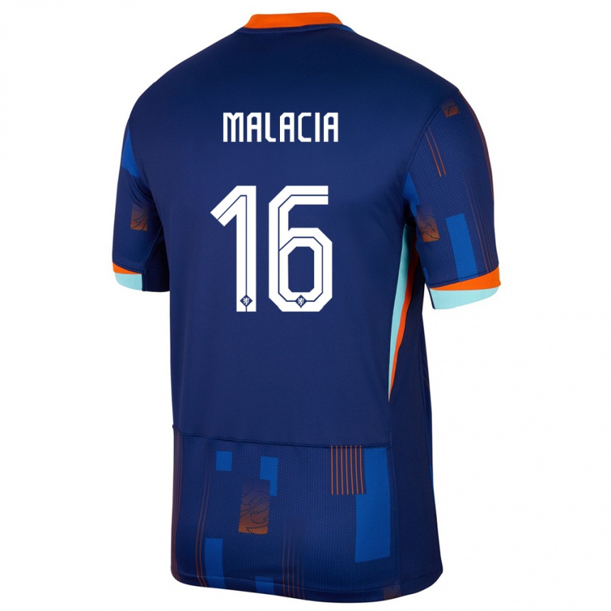 Kids Football Netherlands Tyrell Malacia #16 Blue Away Jersey 24-26 T-Shirt