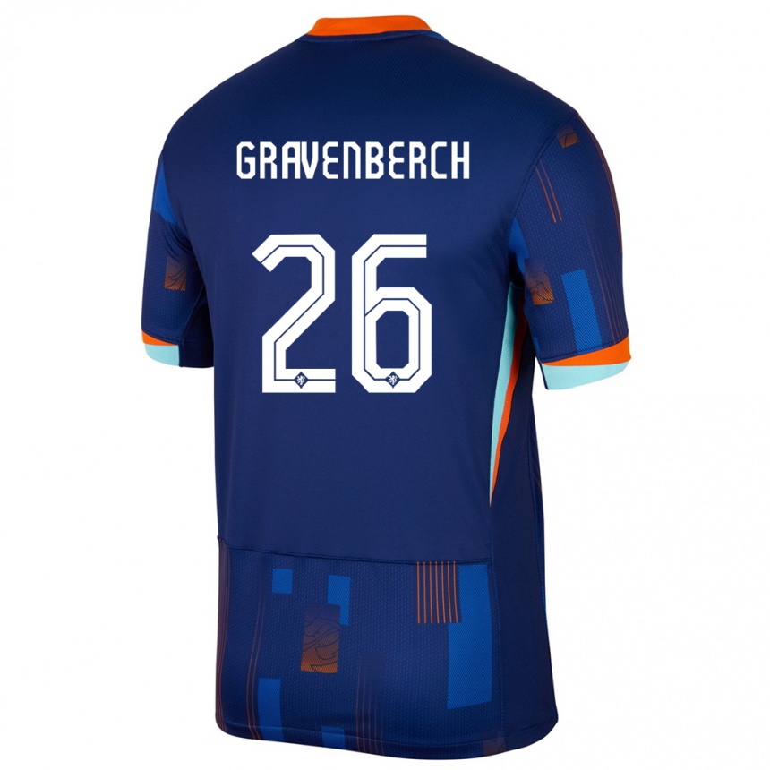 Kids Football Netherlands Ryan Gravenberch #26 Blue Away Jersey 24-26 T-Shirt