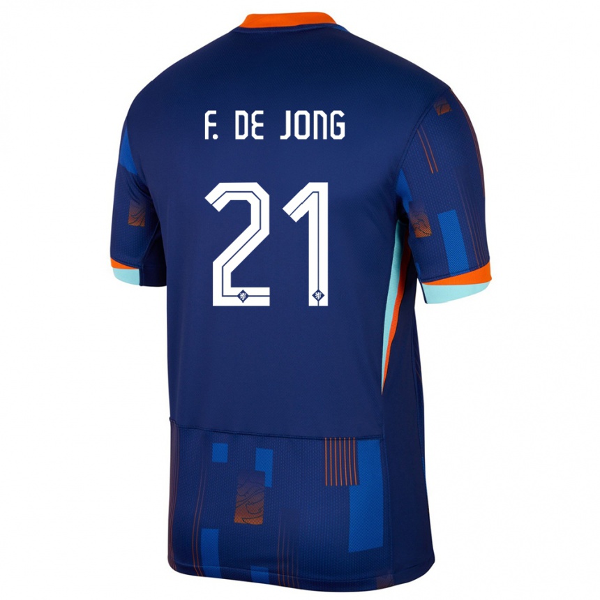 Kids Football Netherlands Frenkie De Jong #21 Blue Away Jersey 24-26 T-Shirt