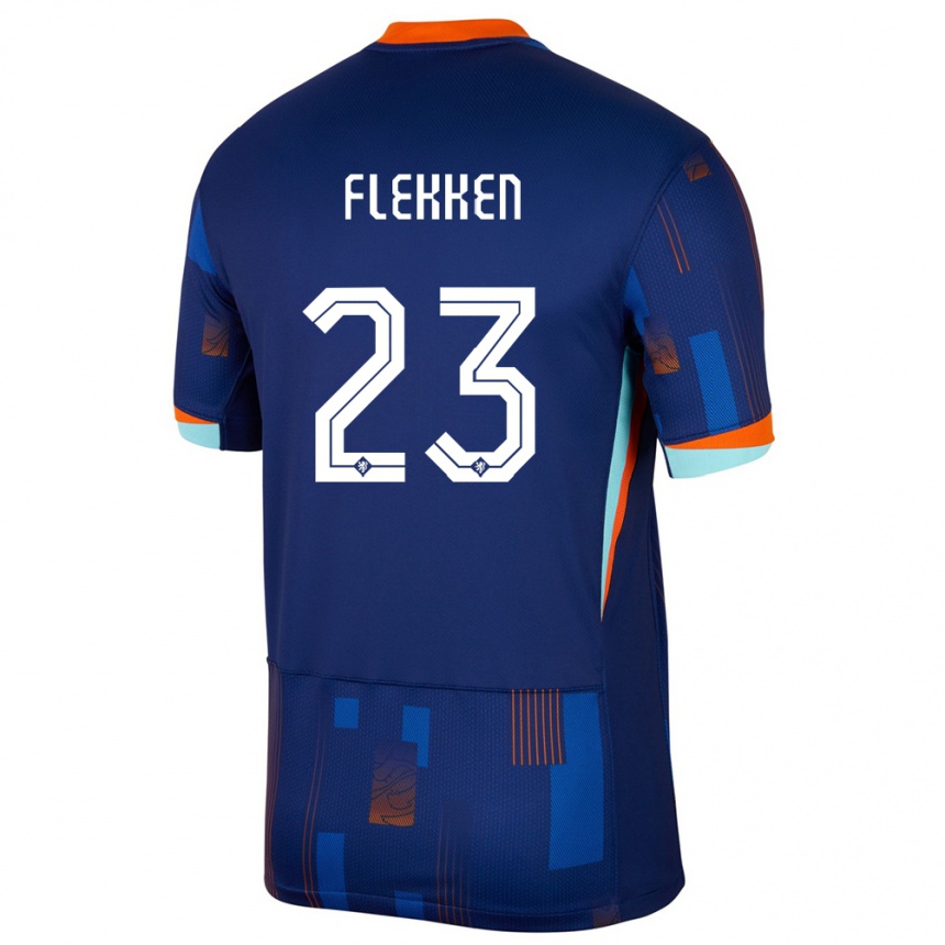 Kids Football Netherlands Mark Flekken #23 Blue Away Jersey 24-26 T-Shirt