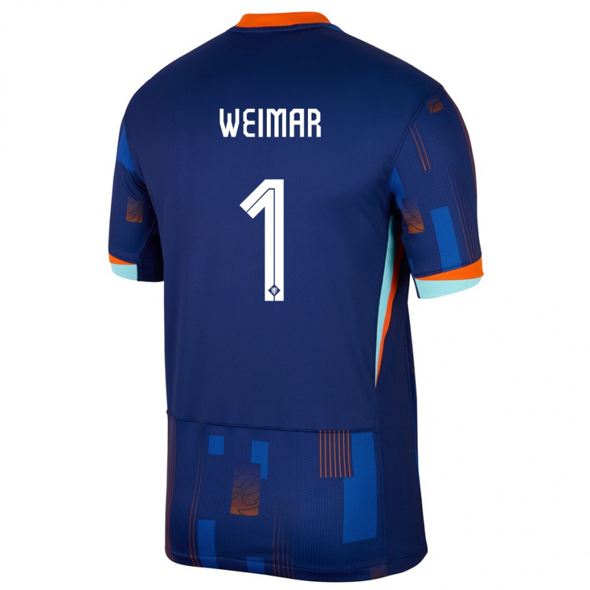 Kids Football Netherlands Jacintha Weimar #1 Blue Away Jersey 24-26 T-Shirt